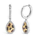 10K Yellow Gold Plated Sterling Silver 1/3 Cttw Multi Color Diamond Pear Shape Dangle Earrings-2