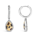10K Yellow Gold Plated Sterling Silver 1/3 Cttw Multi Color Diamond Pear Shape Dangle Earrings-3