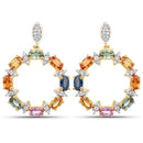4.12 Carat Genuine Multi Sapphire .925 Sterling Silver Earrings-3