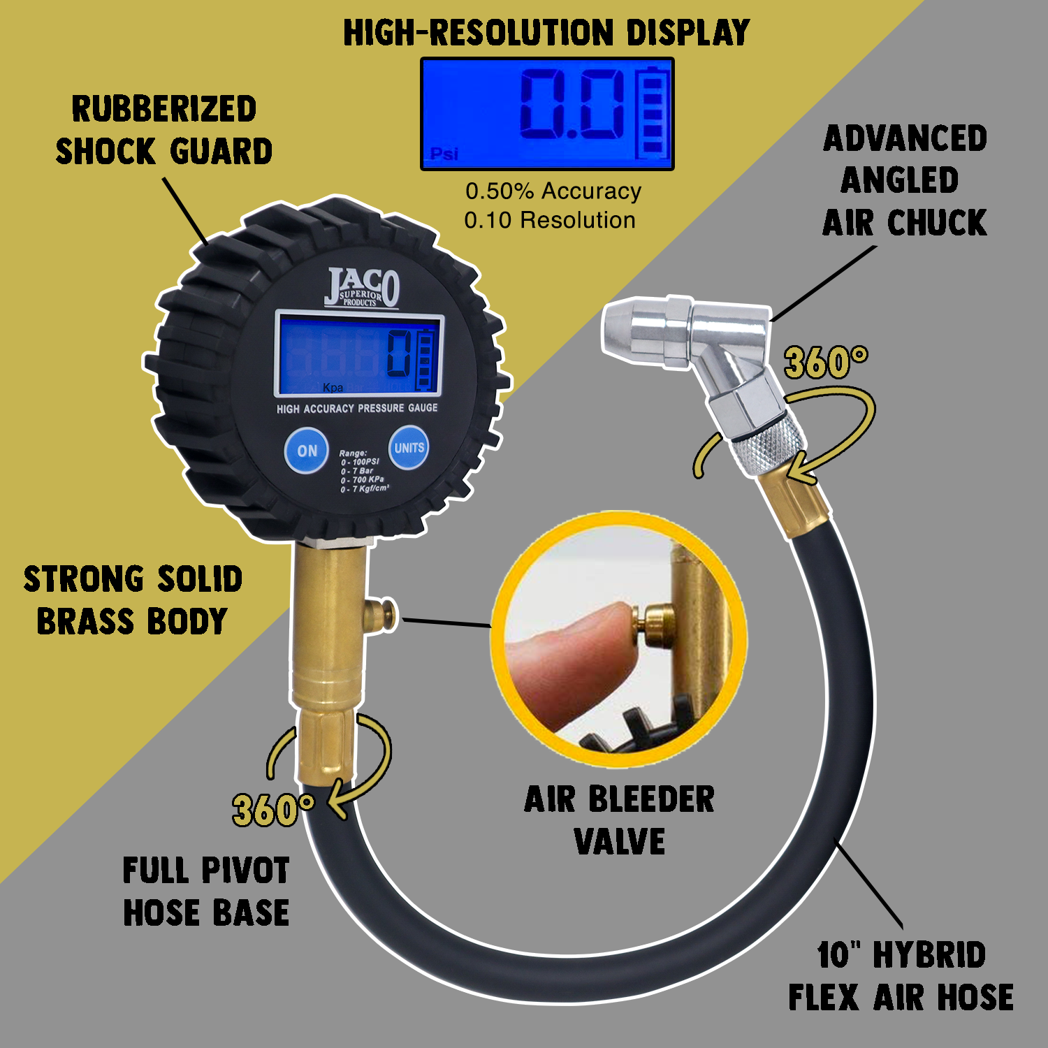 ElitePro™ Digital Tire Pressure Gauge - Professional Accuracy - 100 PSI - 0