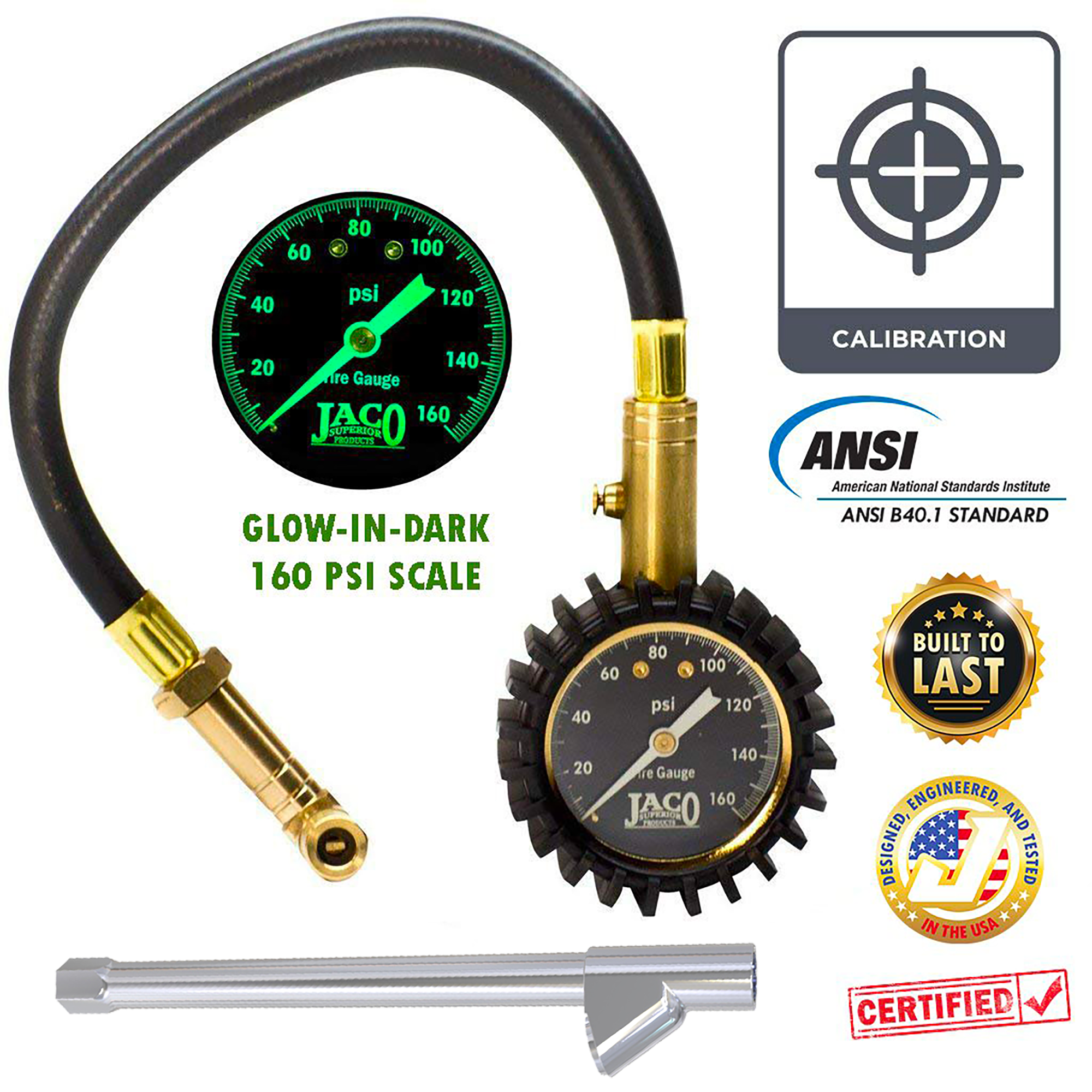 EliteProPlus™ Tire Pressure Gauge with Dually Air Chuck - 160 PSI