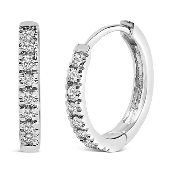 14K Rose Gold 1/5 CTW Diamond Huggie Hoop Earrings