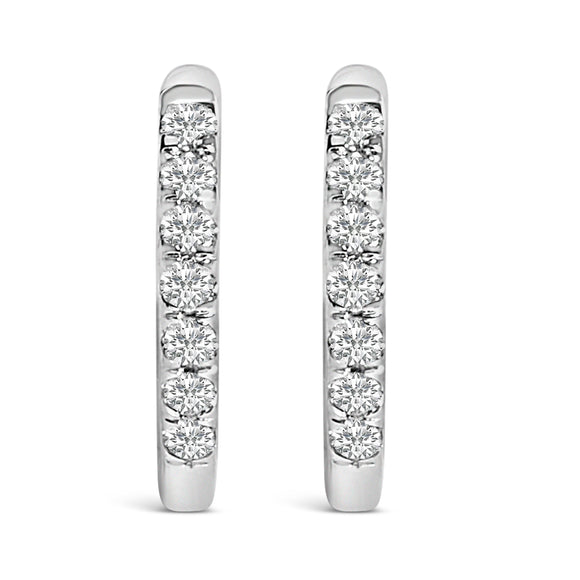 10K Rose Gold 1/4 Cttw Diamond Double Sided Huggie Hoop Earrings