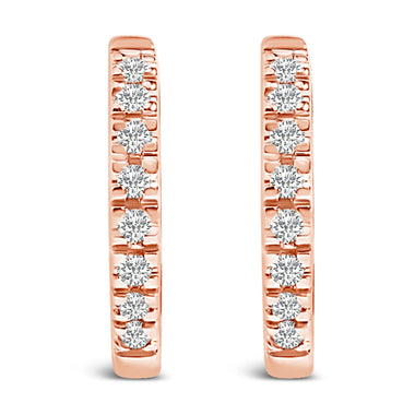 14K Rose Gold 1/5 CTW Diamond Huggie Hoop Earrings - 0