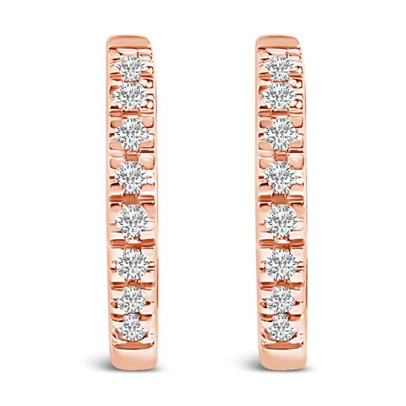 14K Rose Gold 1/5 CTW Diamond Huggie Hoop Earrings