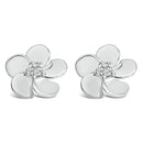 10K White Gold 1/3 Cttw Lab Grown Diamond Flower Petal Stud Earrings-1