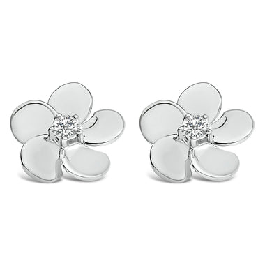 10K White Gold 1/3 Cttw Lab Grown Diamond Flower Petal Stud Earrings