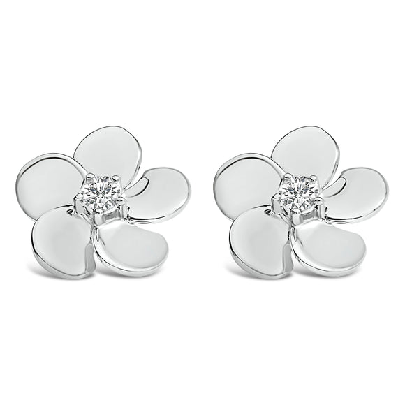 10K White Gold 1/3 Cttw Lab Grown Diamond Flower Petal Stud Earrings
