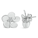10K White Gold 1/3 Cttw Lab Grown Diamond Flower Petal Stud Earrings-2