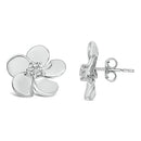 10K White Gold 1/3 Cttw Lab Grown Diamond Flower Petal Stud Earrings-3