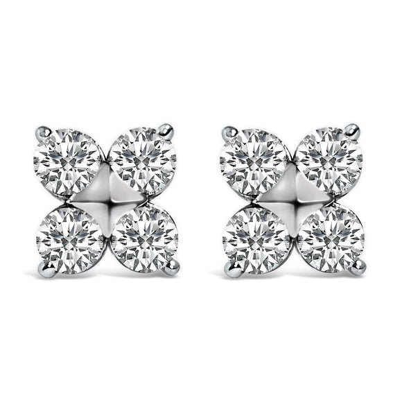 10K White Gold 1/2 Cttw Lab Grown Diamond Snowflake Stud Earrings