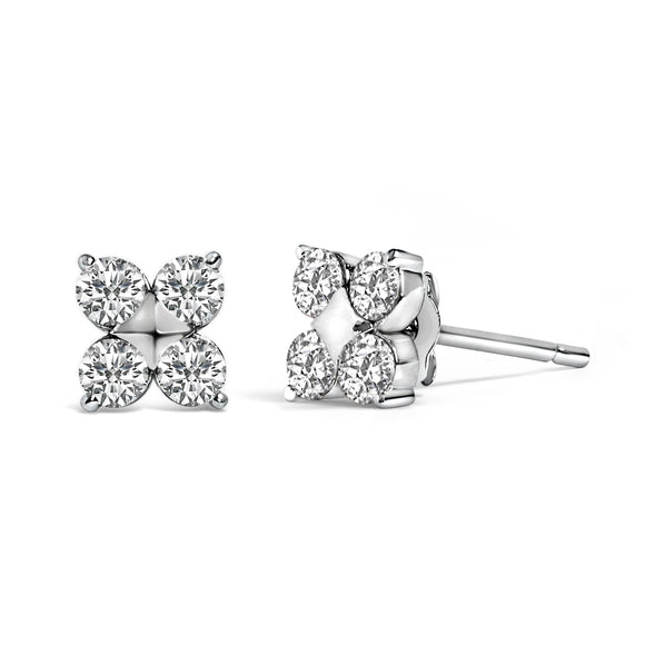10K White Gold 1/2 Cttw Lab Grown Diamond Snowflake Stud Earrings