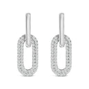 10K White Gold 1/2 Cttw Lab Grown Diamond Dangling Paperclip Drop Earrings-1