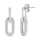 10K White Gold 1/2 Cttw Lab Grown Diamond Dangling Paperclip Drop Earrings-2