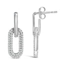10K White Gold 1/2 Cttw Lab Grown Diamond Dangling Paperclip Drop Earrings-3