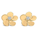 10K White Gold 1/3 Cttw Lab Grown Diamond Flower Petal Stud Earrings-4