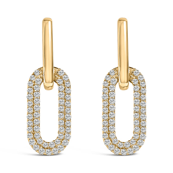 10K White Gold 1/2 Cttw Lab Grown Diamond Dangling Paperclip Drop Earrings