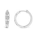 10K White Gold 1/5 Cttw Lab Grown Diamond Three Stone Huggie Hoop Earrings-3