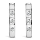 10K White Gold 1/10 Cttw Three Stone Lab Grown Diamond Oval Huggies Hoop Earrings-1