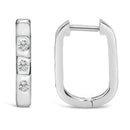 10K White Gold 1/10 Cttw Three Stone Lab Grown Diamond Oval Huggies Hoop Earrings-3