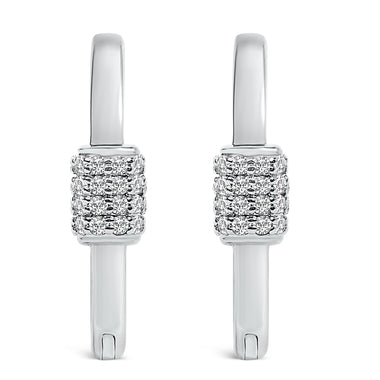 10K White Gold 3/8 Cttw Lab Grown Diamond Heart Shaped Huggie Hoop Earrings