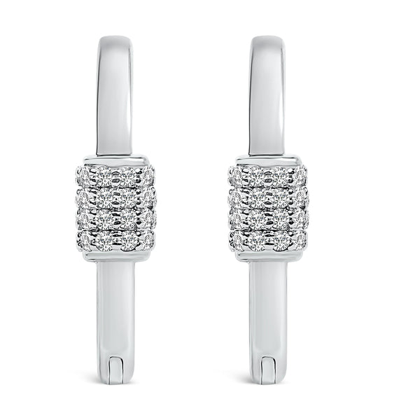 10K White Gold 3/8 Cttw Lab Grown Diamond Heart Shaped Huggie Hoop Earrings