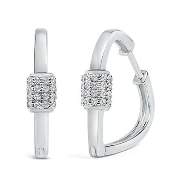 10K White Gold 3/8 Cttw Lab Grown Diamond Heart Shaped Huggie Hoop Earrings - 0
