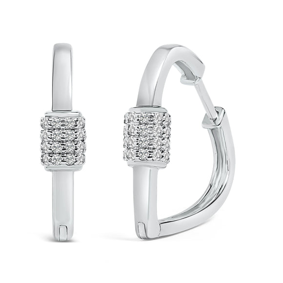 10K White Gold 3/8 Cttw Lab Grown Diamond Heart Shaped Huggie Hoop Earrings