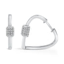 10K White Gold 3/8 Cttw Lab Grown Diamond Heart Shaped Huggie Hoop Earrings-3