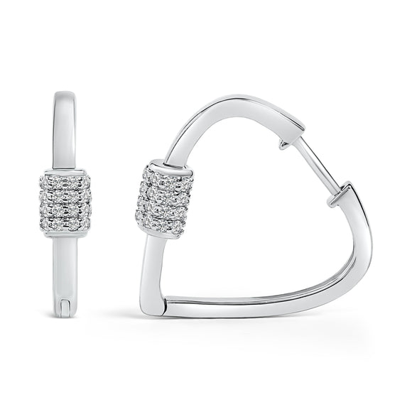 10K White Gold 3/8 Cttw Lab Grown Diamond Heart Shaped Huggie Hoop Earrings