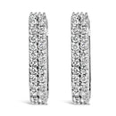 10K White Gold 1/4 Cttw Lab Grown Diamond Double Row Huggie Hoop Earrings-1