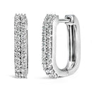 10K White Gold 1/4 Cttw Lab Grown Diamond Double Row Huggie Hoop Earrings-2