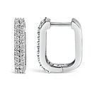 10K White Gold 1/4 Cttw Lab Grown Diamond Double Row Huggie Hoop Earrings-3