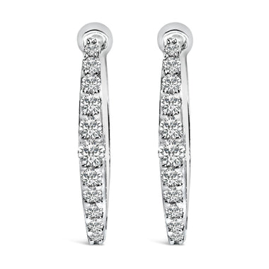 10K White Gold 1/4 Cttw Lab Grown Diamond Heart Shaped Huggy Hoop Earrings