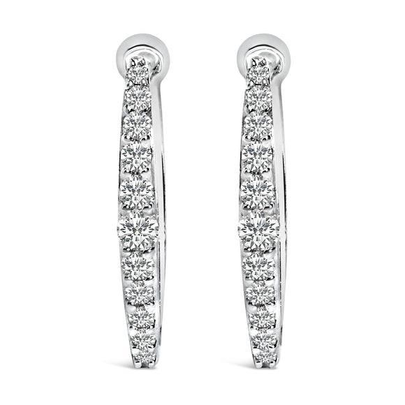 10K White Gold 1/4 Cttw Lab Grown Diamond Heart Shaped Huggy Hoop Earrings