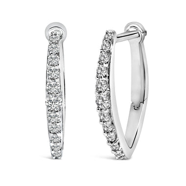 10K White Gold 1/4 Cttw Lab Grown Diamond Heart Shaped Huggy Hoop Earrings - 0