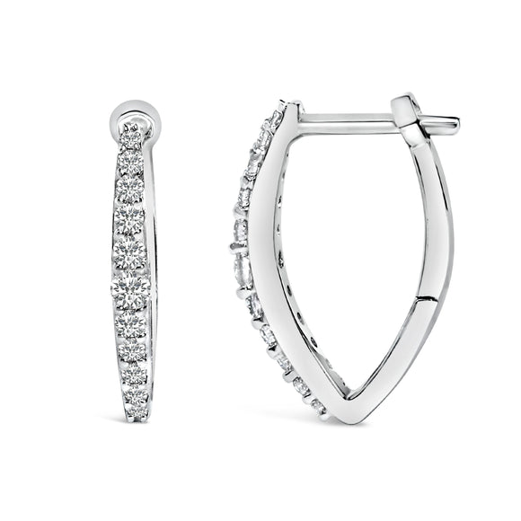10K White Gold 1/4 Cttw Lab Grown Diamond Heart Shaped Huggy Hoop Earrings