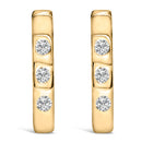 10K White Gold 1/10 Cttw Three Stone Lab Grown Diamond Oval Huggies Hoop Earrings-4
