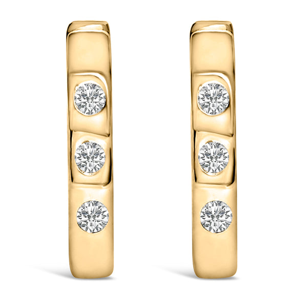 10K White Gold 1/10 Cttw Three Stone Lab Grown Diamond Oval Huggies Hoop Earrings