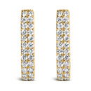 10K White Gold 1/4 Cttw Lab Grown Diamond Double Row Huggie Hoop Earrings-4