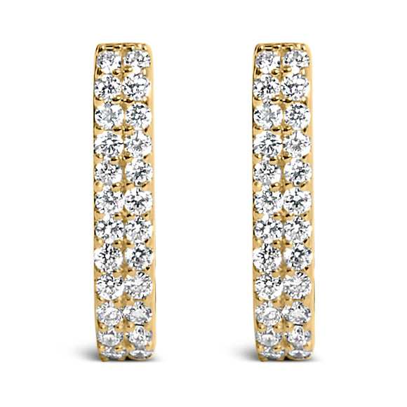 10K White Gold 1/4 Cttw Lab Grown Diamond Double Row Huggie Hoop Earrings