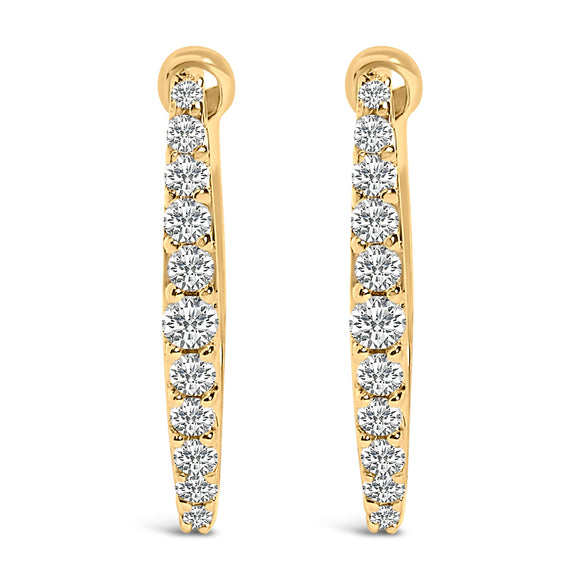 10K White Gold 1/4 Cttw Lab Grown Diamond Heart Shaped Huggy Hoop Earrings