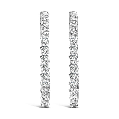 14K White Gold 1.0 Cttw Oval Lab Grown Diamond Hoop Earrings
