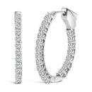 14K White Gold 1.0 Cttw Oval Lab Grown Diamond Hoop Earrings-2