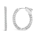 14K White Gold 1.0 Cttw Oval Lab Grown Diamond Hoop Earrings-3