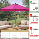 9ft Market Patio Umbrella 8 Rib Replacement Canopy Fuchsia-6