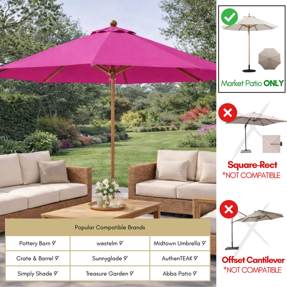 9ft Market Patio Umbrella 8 Rib Replacement Canopy Fuchsia
