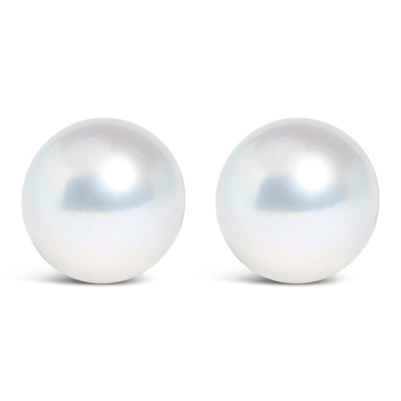14k White Gold 5-5.5MM  Cultured Freshwater Pearl Solitaire Stud Earrings