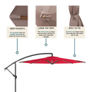 9ft Cantilever Hanging Umbrella 8 Rib Replacement Canopy Taupe-4