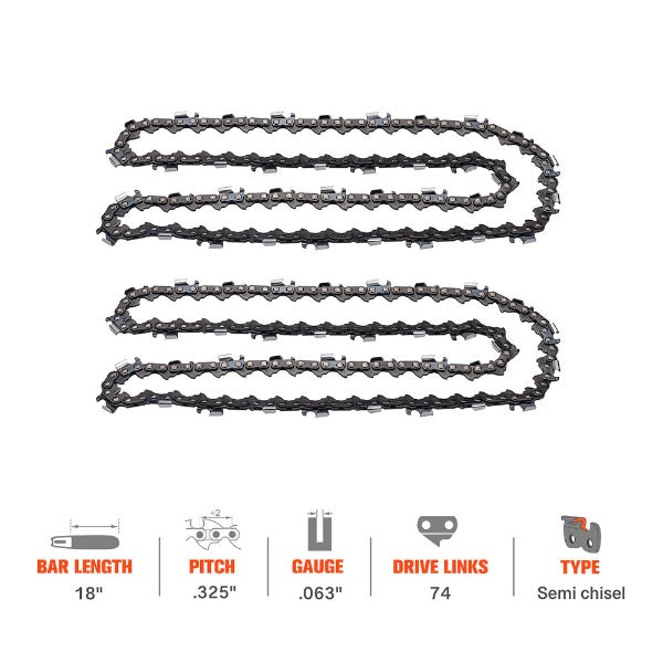 18 Inch Safety Chain .325 Pitch .063 Gauge 74 DL For Stihl MS290 MS260 MS271 MS291 029 026 Pro MS261 MS360 Chainsaw # 22LPX074G 26RM3 74